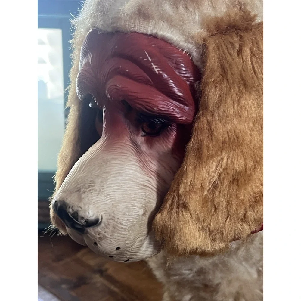 Novelty MY Toy Vintage Plush Rubber Face Basset Hound Dog,  Rushton Realistic